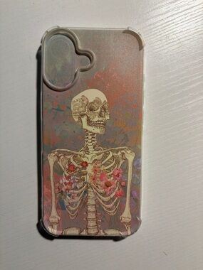 Floral Skeleton Holographic Phone Case - Pink and Purple